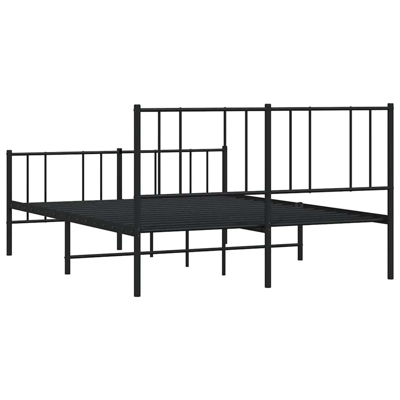 Metal Bed Frame without Mattress with Footboard Black 150x200 cm