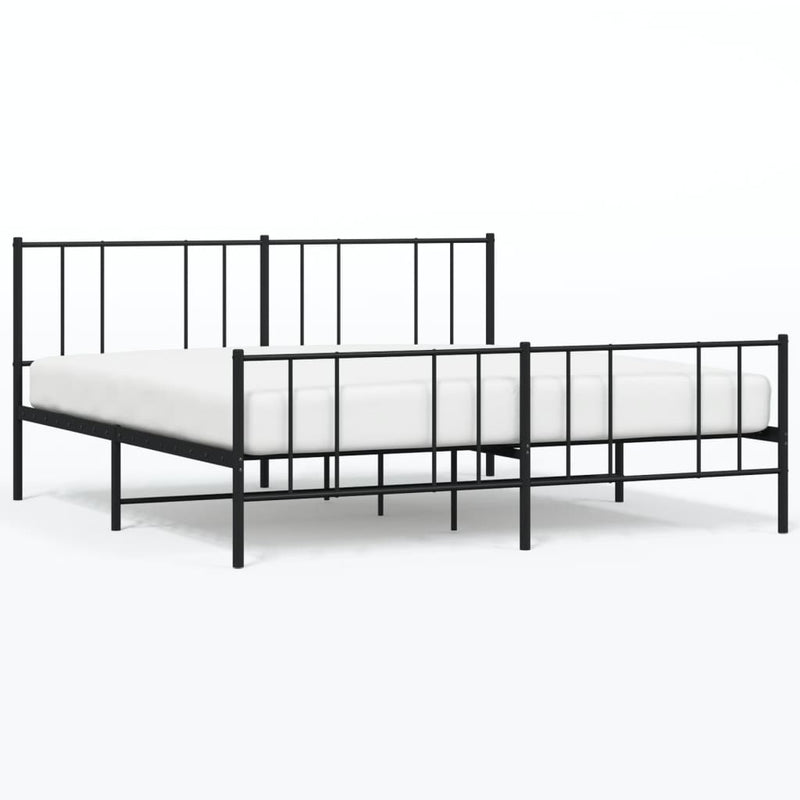 Metal Bed Frame without Mattress with Footboard Black 183x203 cm King