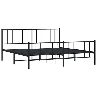 Metal Bed Frame without Mattress with Footboard Black 183x203 cm King