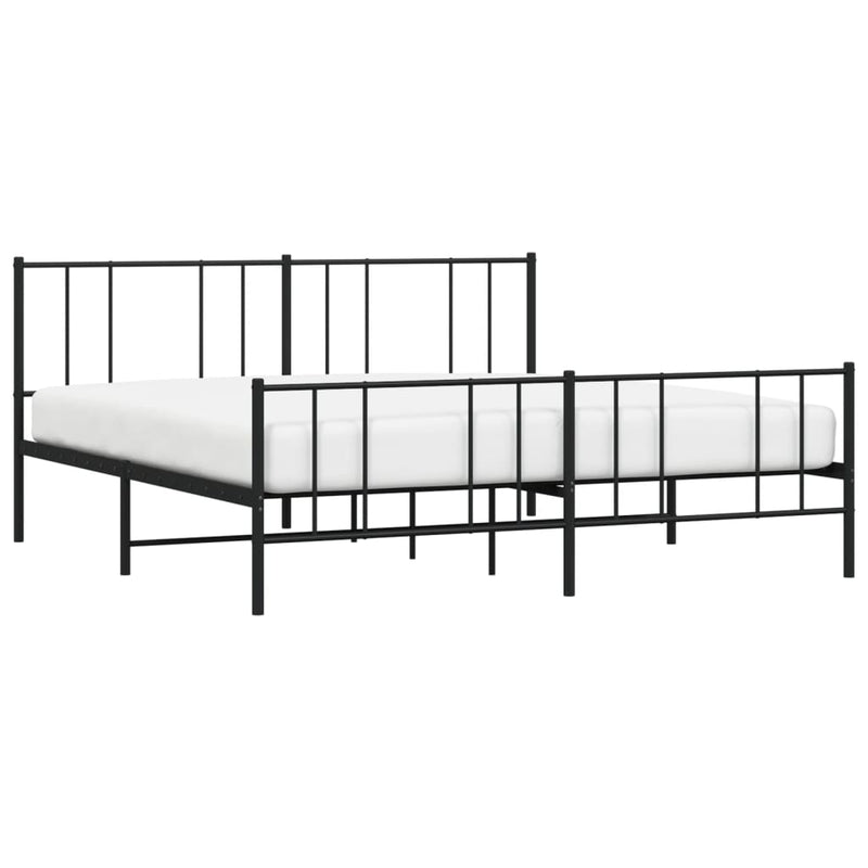 Metal Bed Frame without Mattress with Footboard Black 183x203 cm King