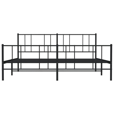 Metal Bed Frame without Mattress with Footboard Black 183x203 cm King