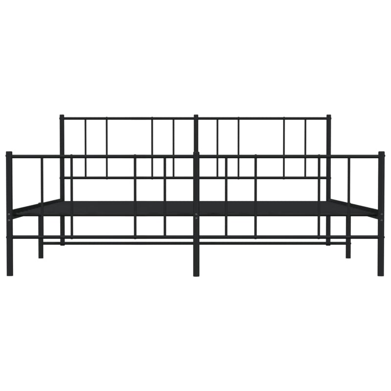 Metal Bed Frame without Mattress with Footboard Black 183x203 cm King