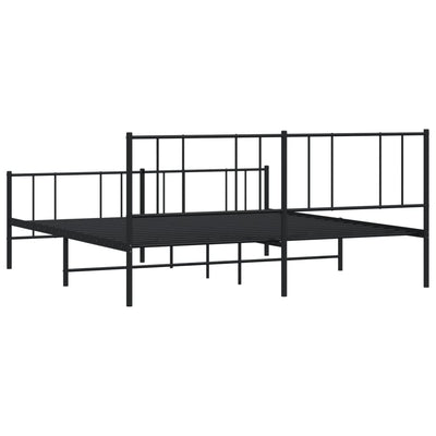 Metal Bed Frame without Mattress with Footboard Black 183x203 cm King