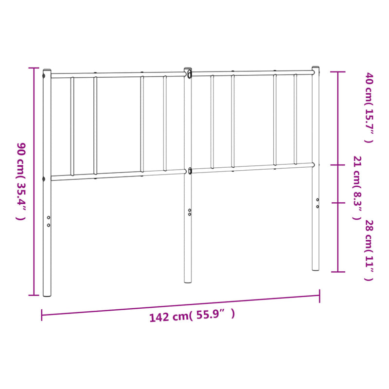 Metal Headboard Black 137 cm Double