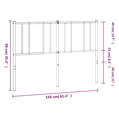 Metal Headboard Black 152 cm Queen