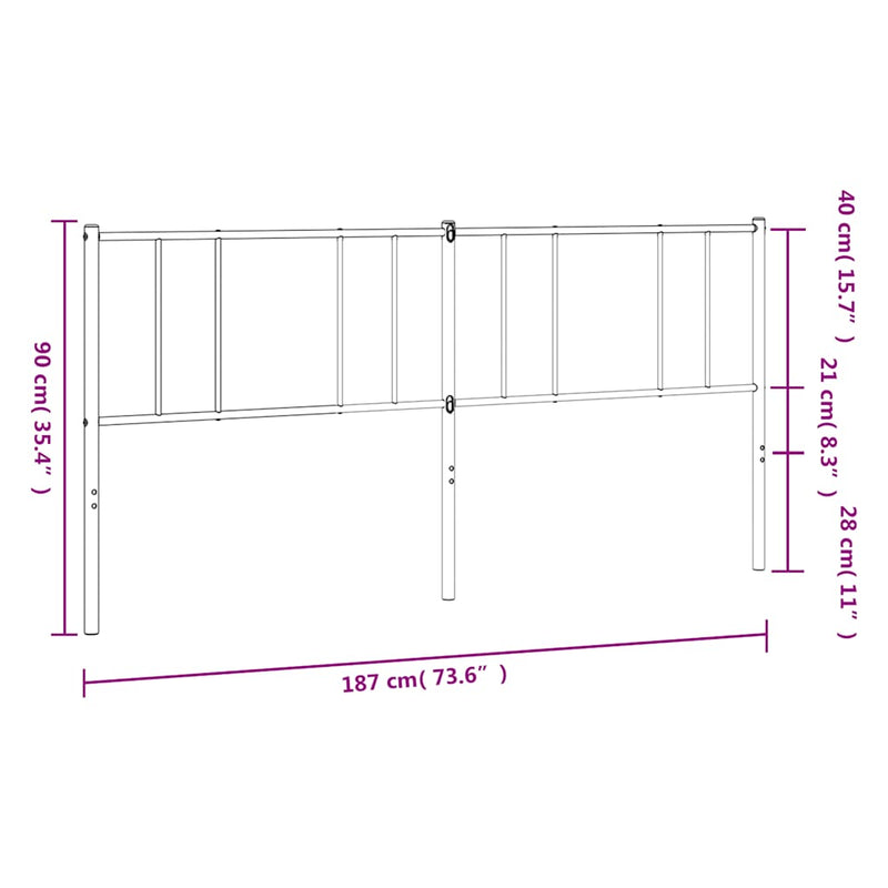 Metal Headboard Black 183 cm King