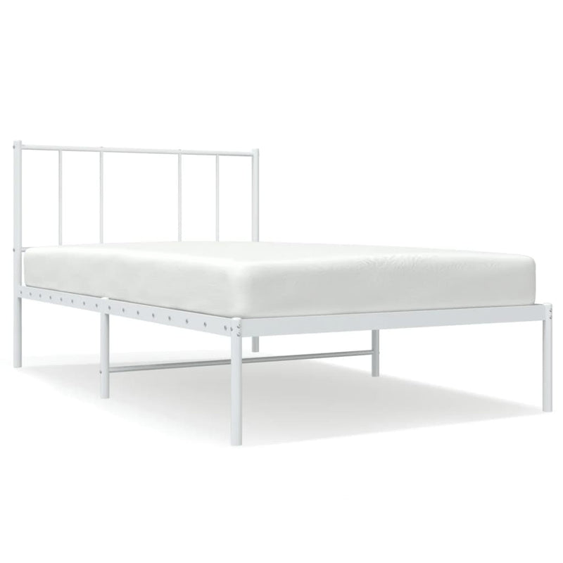 Metal Bed Frame without Mattress with Headboard White 90x190 cm