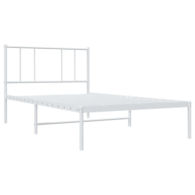 Metal Bed Frame without Mattress with Headboard White 90x190 cm