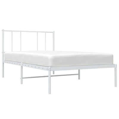 Metal Bed Frame without Mattress with Headboard White 90x190 cm