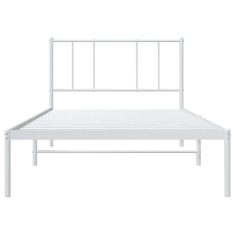 Metal Bed Frame without Mattress with Headboard White 90x190 cm