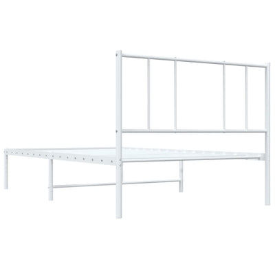 Metal Bed Frame without Mattress with Headboard White 90x190 cm