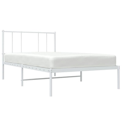 Metal Bed Frame without Mattress with Headboard White 107x203 cm King Single