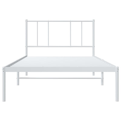 Metal Bed Frame without Mattress with Headboard White 107x203 cm King Single