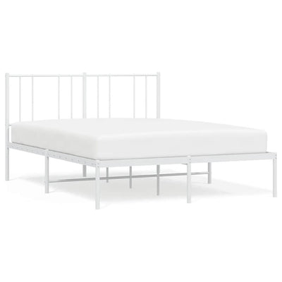 Metal Bed Frame without Mattress with Headboard White 135x190 cm