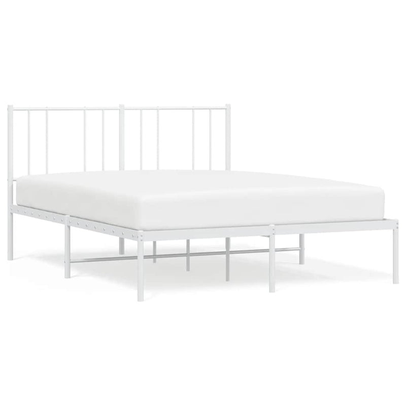 Metal Bed Frame without Mattress with Headboard White 135x190 cm