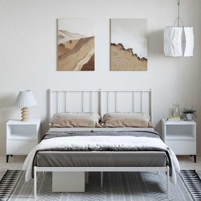 Metal Bed Frame without Mattress with Headboard White 135x190 cm