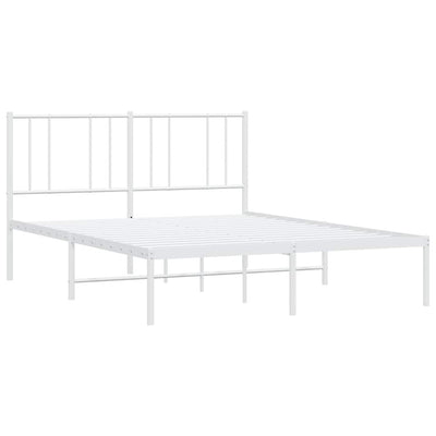 Metal Bed Frame without Mattress with Headboard White 135x190 cm