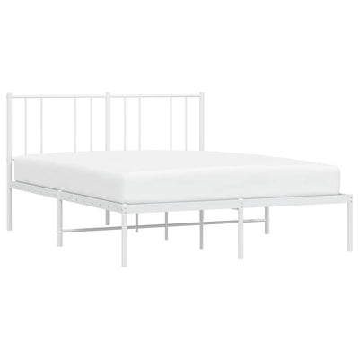 Metal Bed Frame without Mattress with Headboard White 135x190 cm