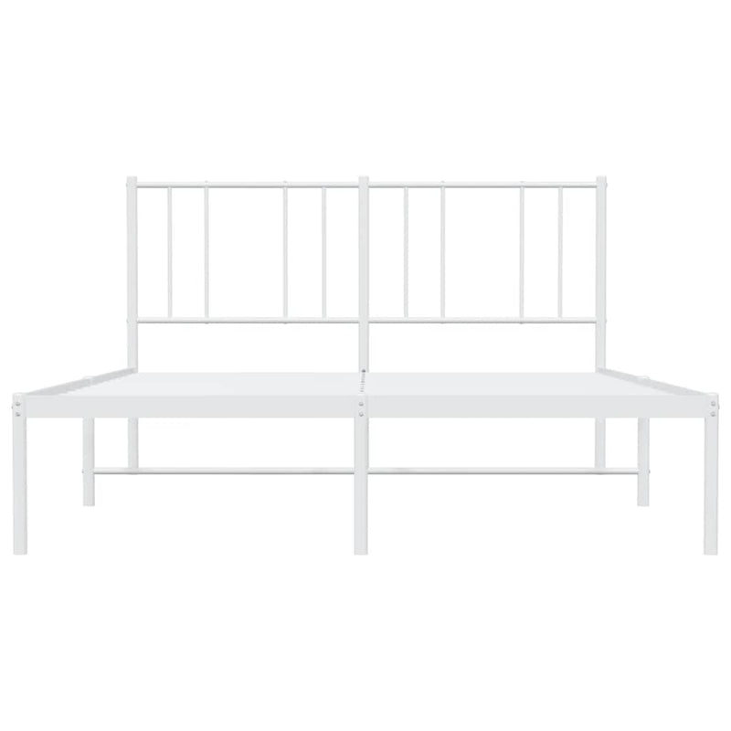 Metal Bed Frame without Mattress with Headboard White 135x190 cm