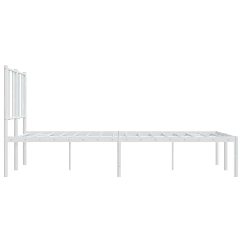 Metal Bed Frame without Mattress with Headboard White 135x190 cm