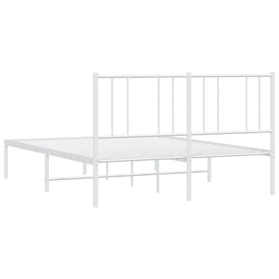 Metal Bed Frame without Mattress with Headboard White 135x190 cm