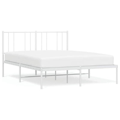 Metal Bed Frame without Mattress with Headboard White 150x200 cm