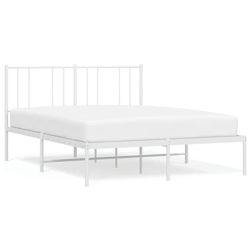 Metal Bed Frame without Mattress with Headboard White 150x200 cm