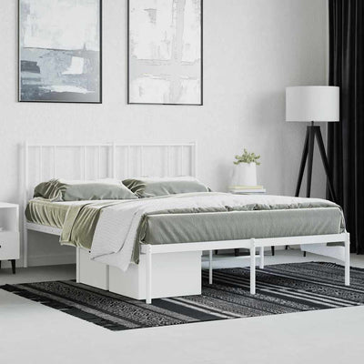 Metal Bed Frame without Mattress with Headboard White 150x200 cm