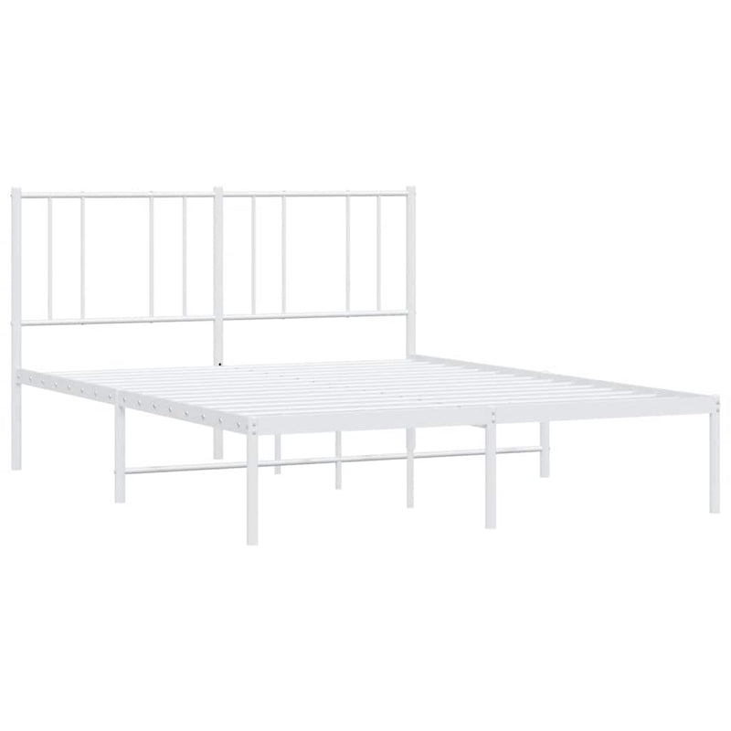 Metal Bed Frame without Mattress with Headboard White 150x200 cm