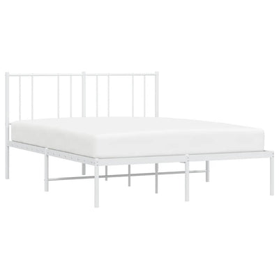 Metal Bed Frame without Mattress with Headboard White 150x200 cm