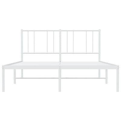 Metal Bed Frame without Mattress with Headboard White 150x200 cm