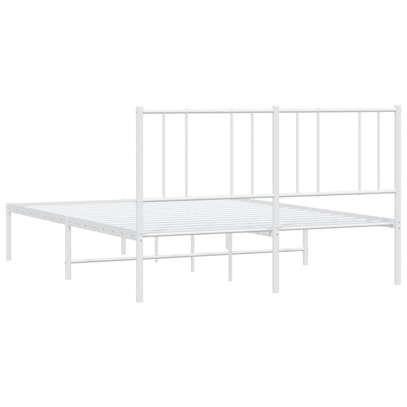 Metal Bed Frame without Mattress with Headboard White 150x200 cm