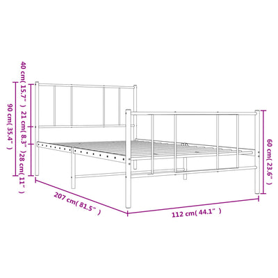 Metal Bed Frame without Mattress with Footboard White 107x203 cm King Single