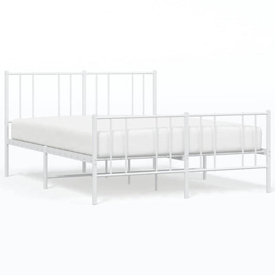 Metal Bed Frame without Mattress with Footboard White 135x190 cm