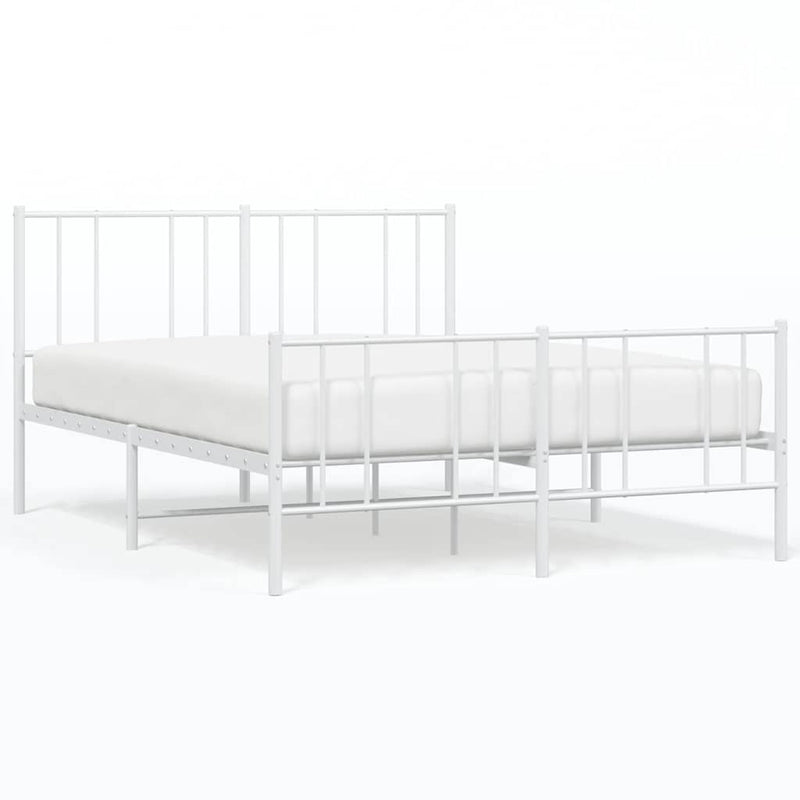 Metal Bed Frame without Mattress with Footboard White 135x190 cm