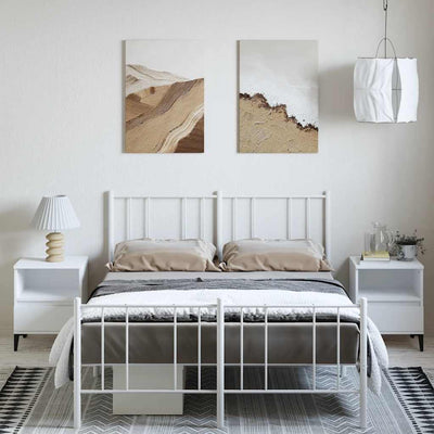 Metal Bed Frame without Mattress with Footboard White 135x190 cm