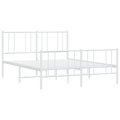 Metal Bed Frame without Mattress with Footboard White 135x190 cm