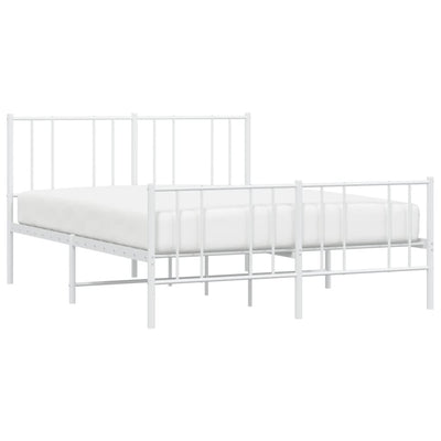 Metal Bed Frame without Mattress with Footboard White 135x190 cm