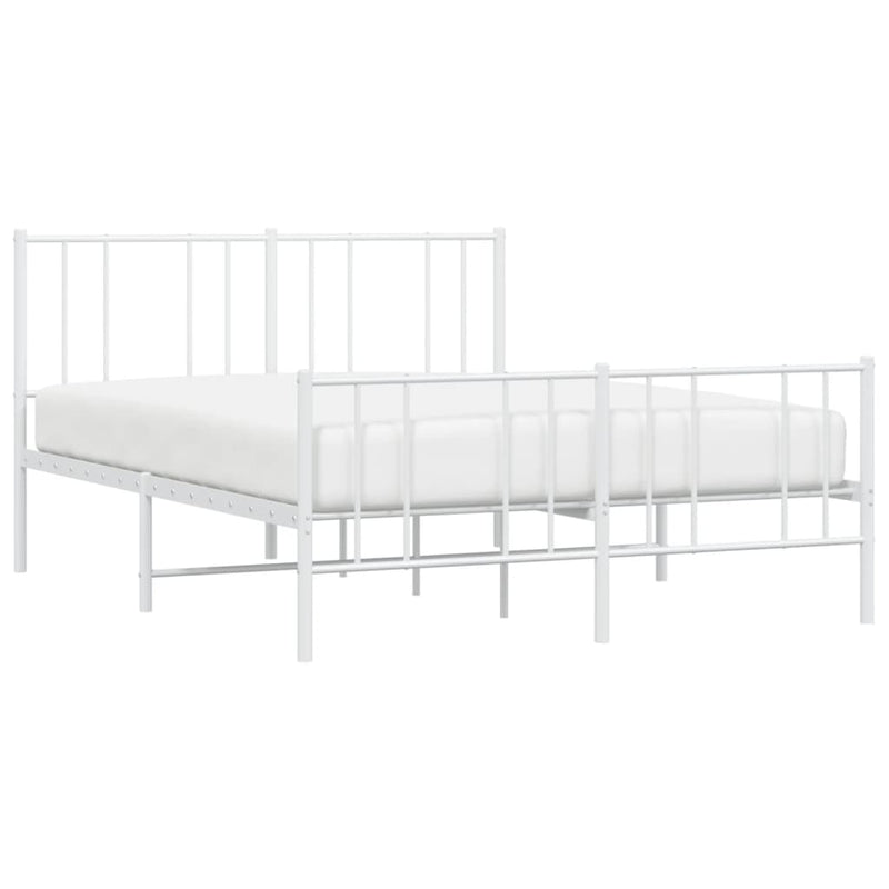 Metal Bed Frame without Mattress with Footboard White 135x190 cm