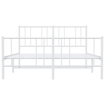 Metal Bed Frame without Mattress with Footboard White 135x190 cm