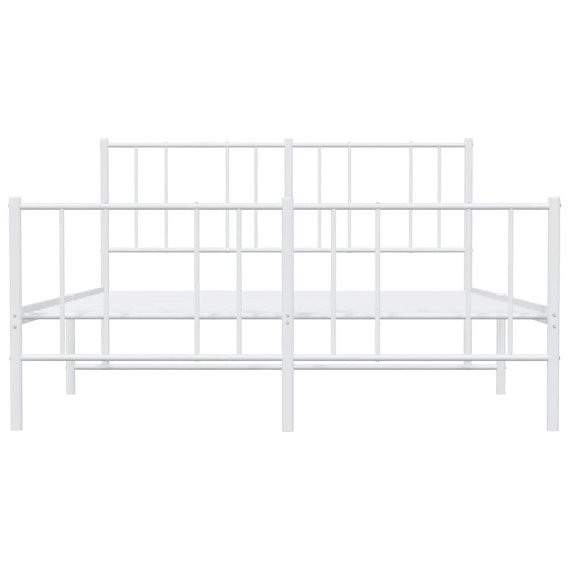 Metal Bed Frame without Mattress with Footboard White 135x190 cm