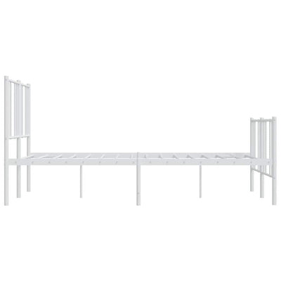 Metal Bed Frame without Mattress with Footboard White 135x190 cm