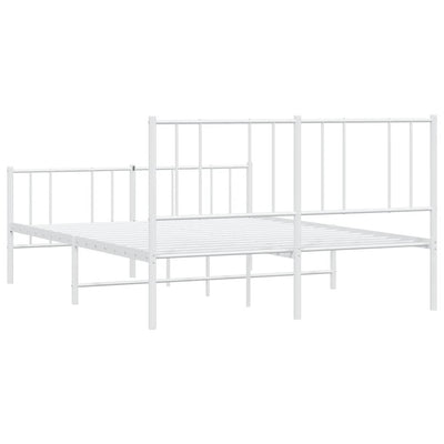 Metal Bed Frame without Mattress with Footboard White 135x190 cm