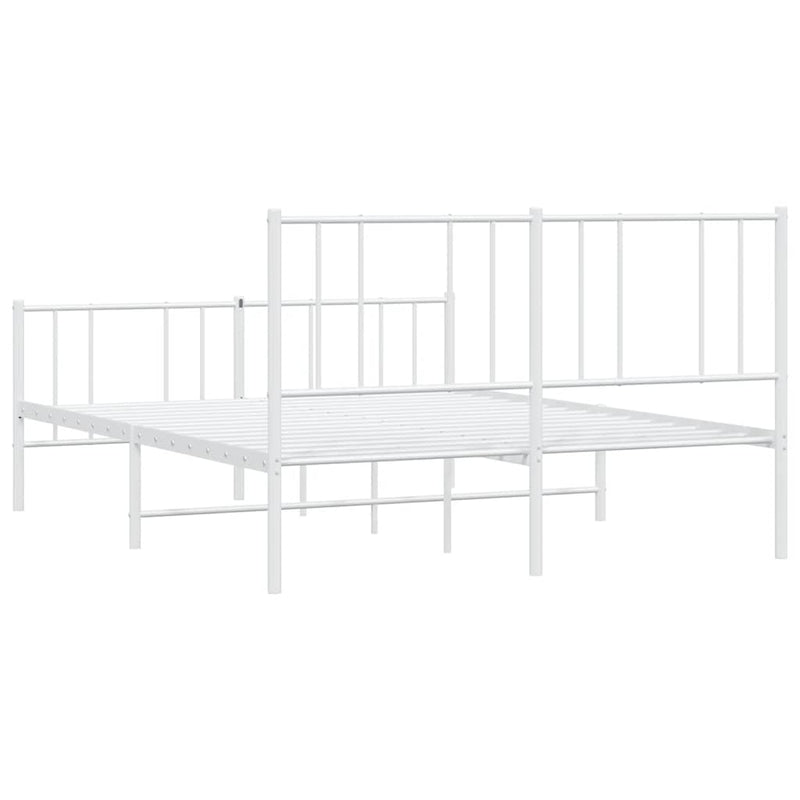 Metal Bed Frame without Mattress with Footboard White 135x190 cm