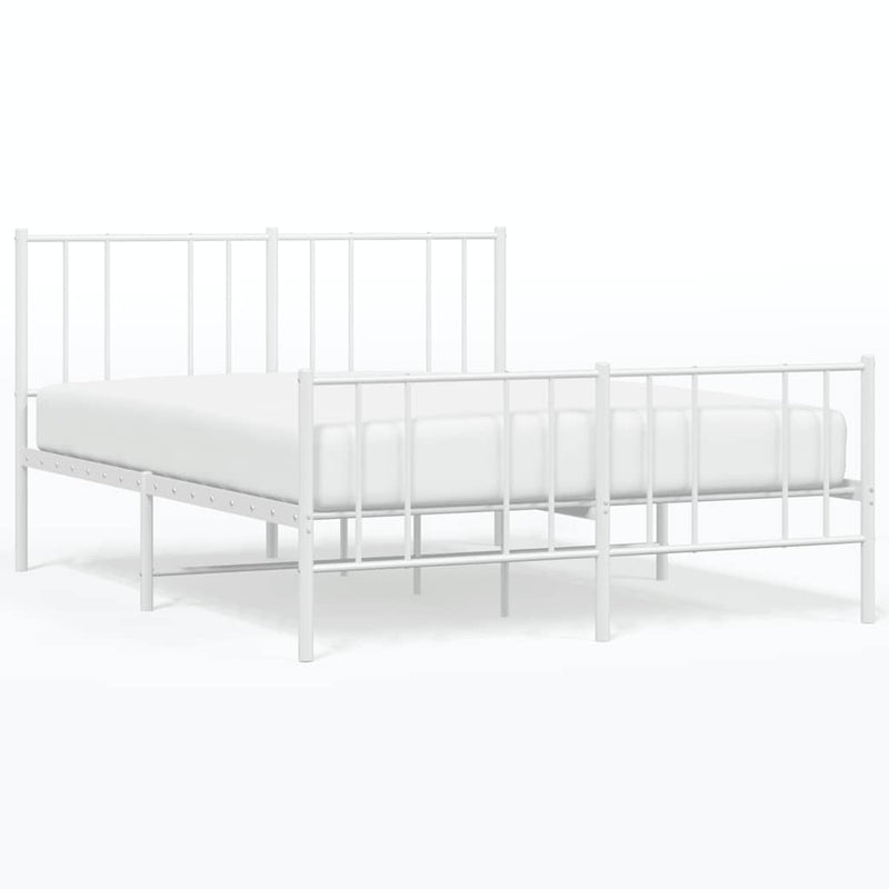 Metal Bed Frame without Mattress with Footboard White 150x200 cm