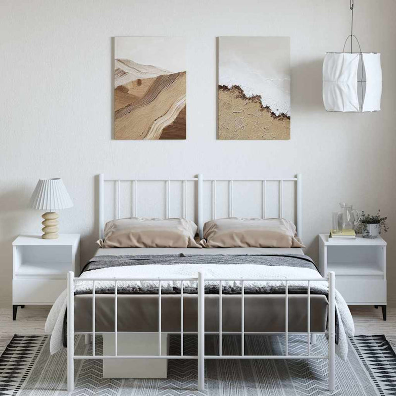 Metal Bed Frame without Mattress with Footboard White 150x200 cm