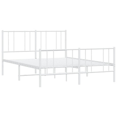 Metal Bed Frame without Mattress with Footboard White 150x200 cm