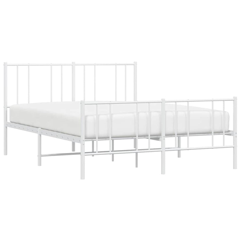 Metal Bed Frame without Mattress with Footboard White 150x200 cm