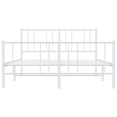 Metal Bed Frame without Mattress with Footboard White 150x200 cm