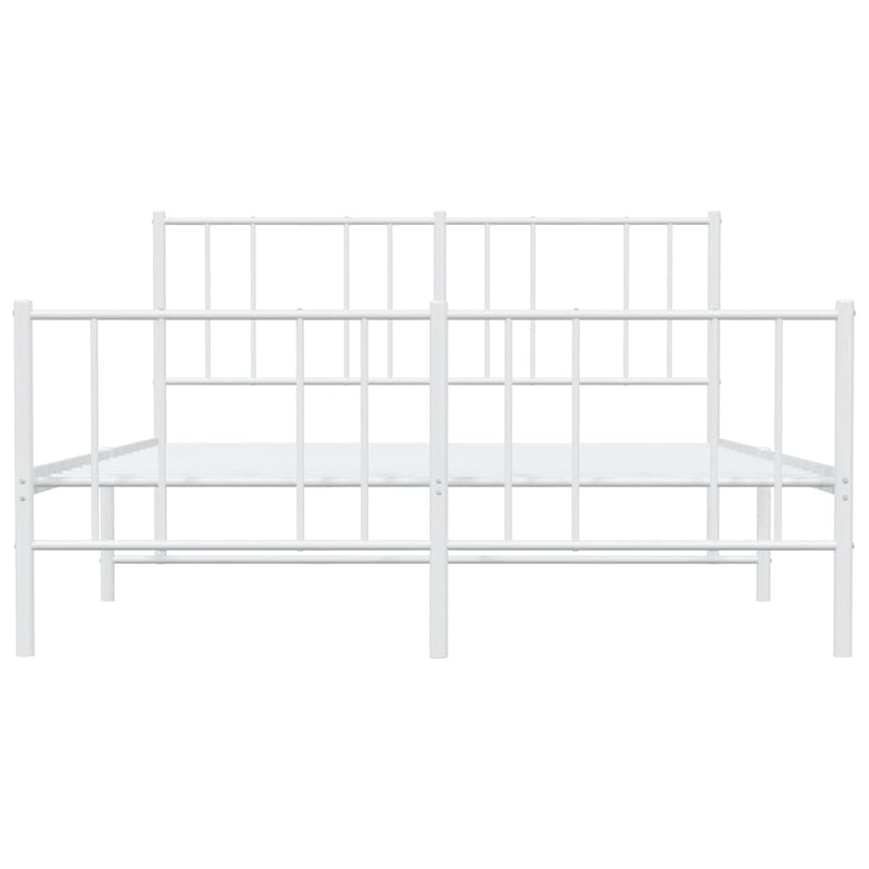 Metal Bed Frame without Mattress with Footboard White 150x200 cm